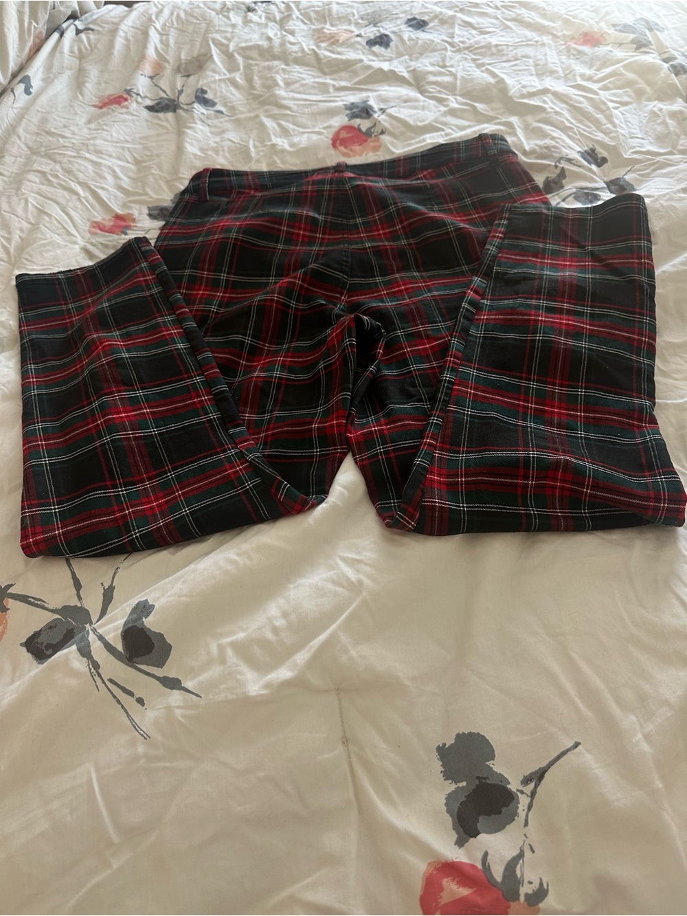 Tommy Hilfiger Red and Green Plaid Button-Front Pants